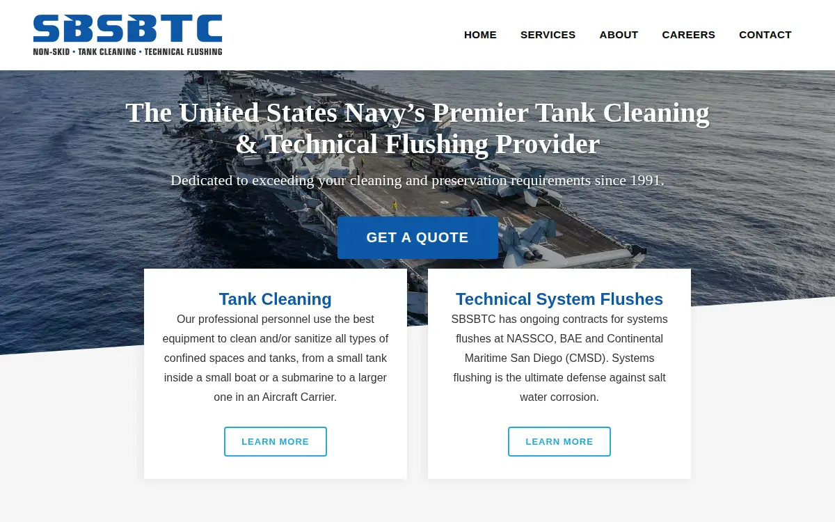 Homepage of South Bay Sand Blasting and Tank Cleaning, INC.