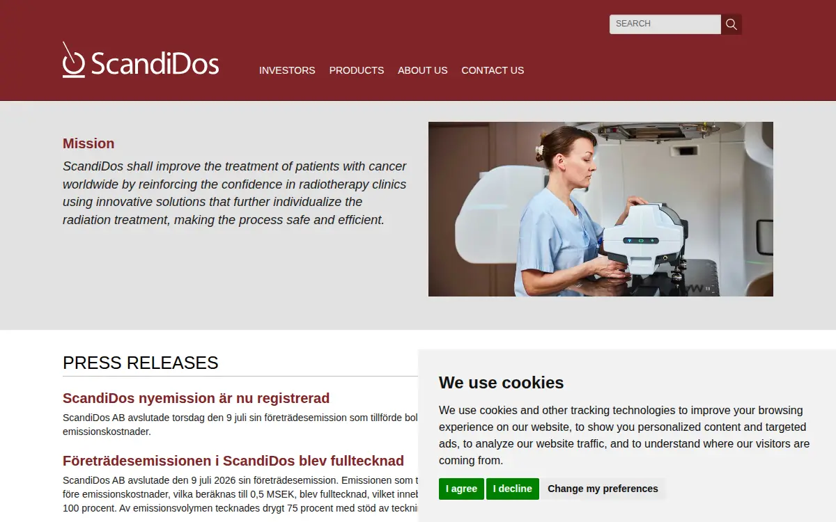 Homepage of Scandidos INC.
