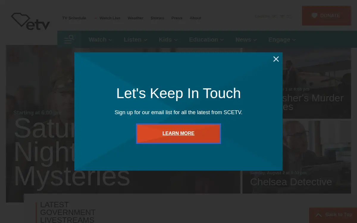 Homepage of South Carolina Educational Television Commission