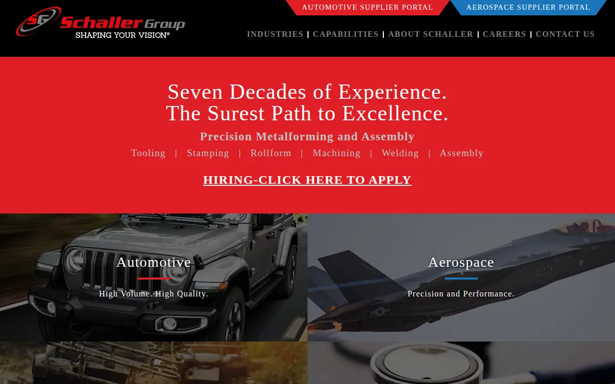Homepage of Schaller Corporation