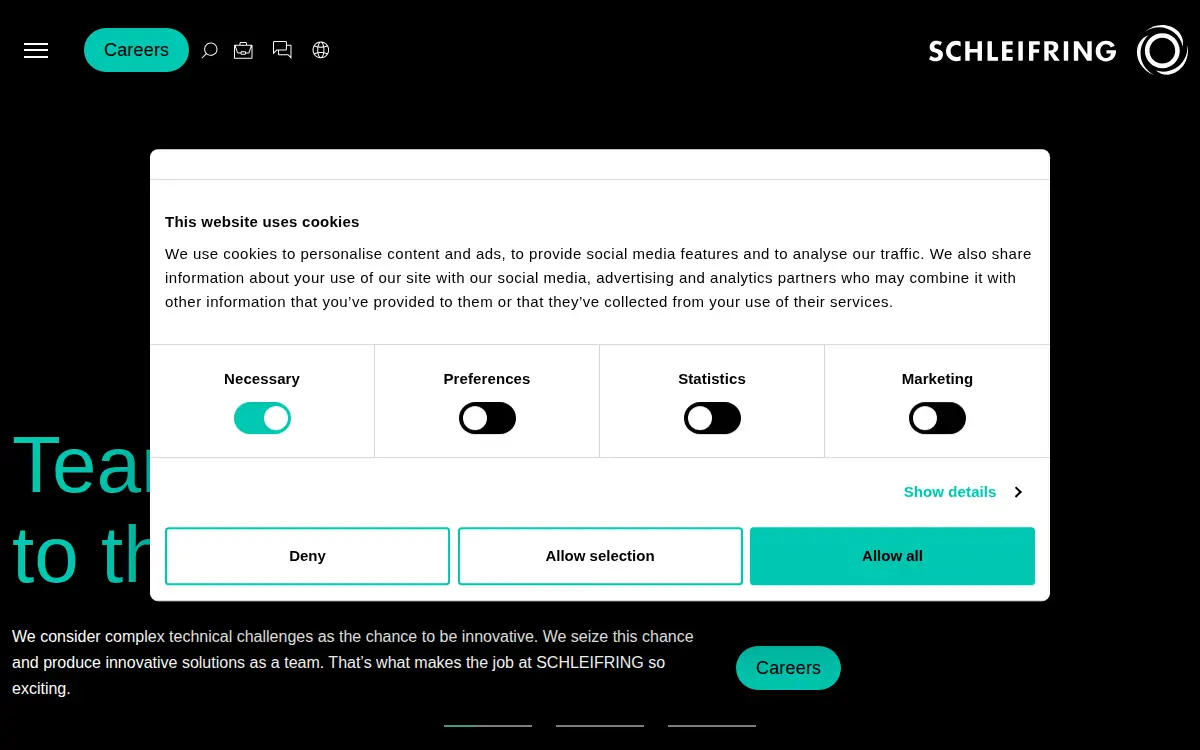 Homepage of Schleifring North America, LLC
