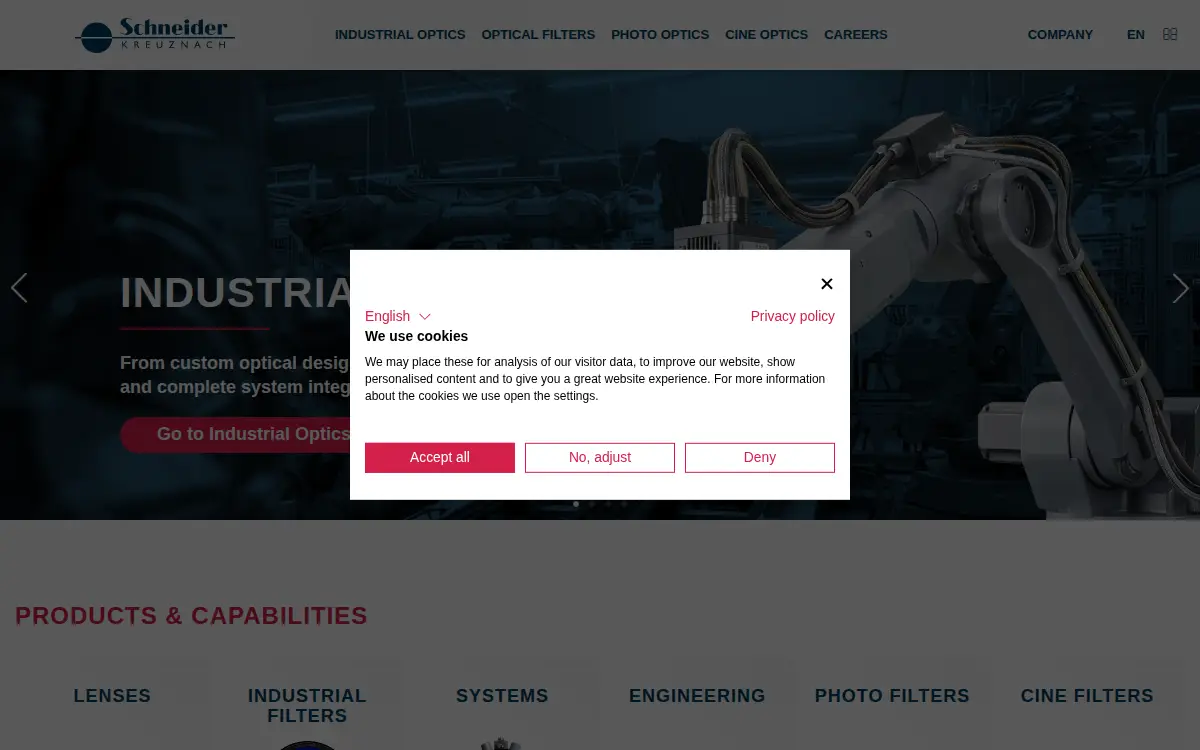 Homepage of Schneider Optics, INC.