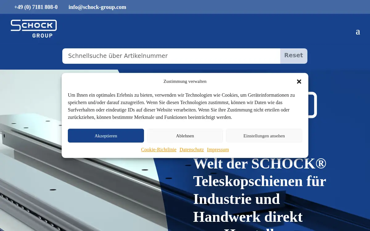 Homepage of Schock Metal America, INC