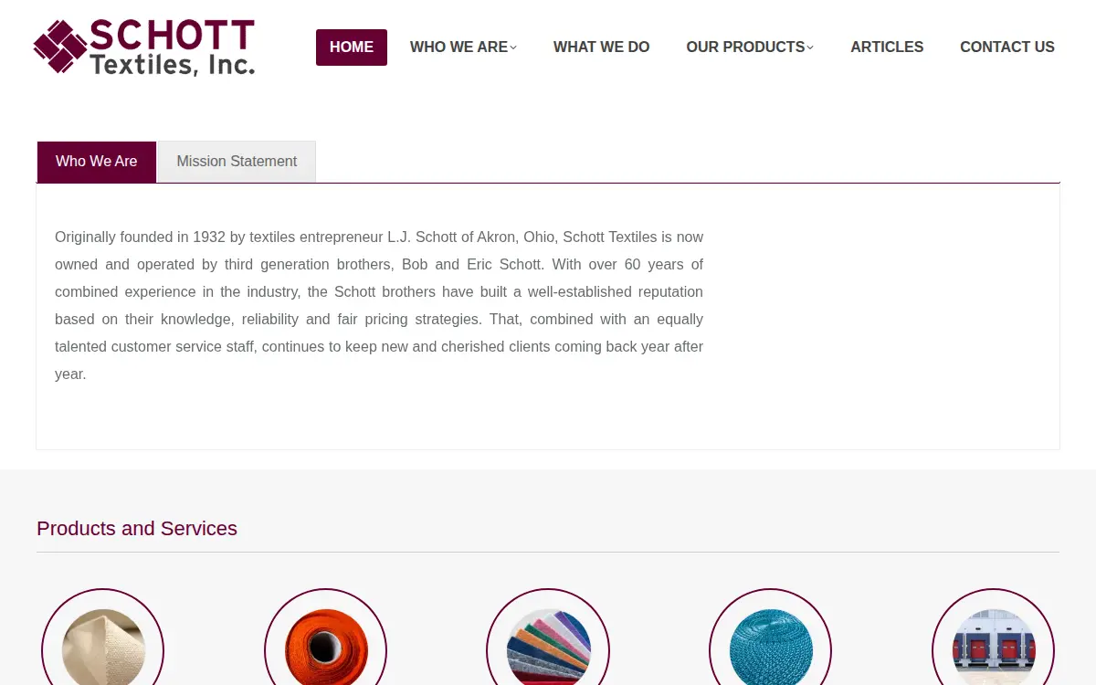Homepage of Schott Textiles, INC.