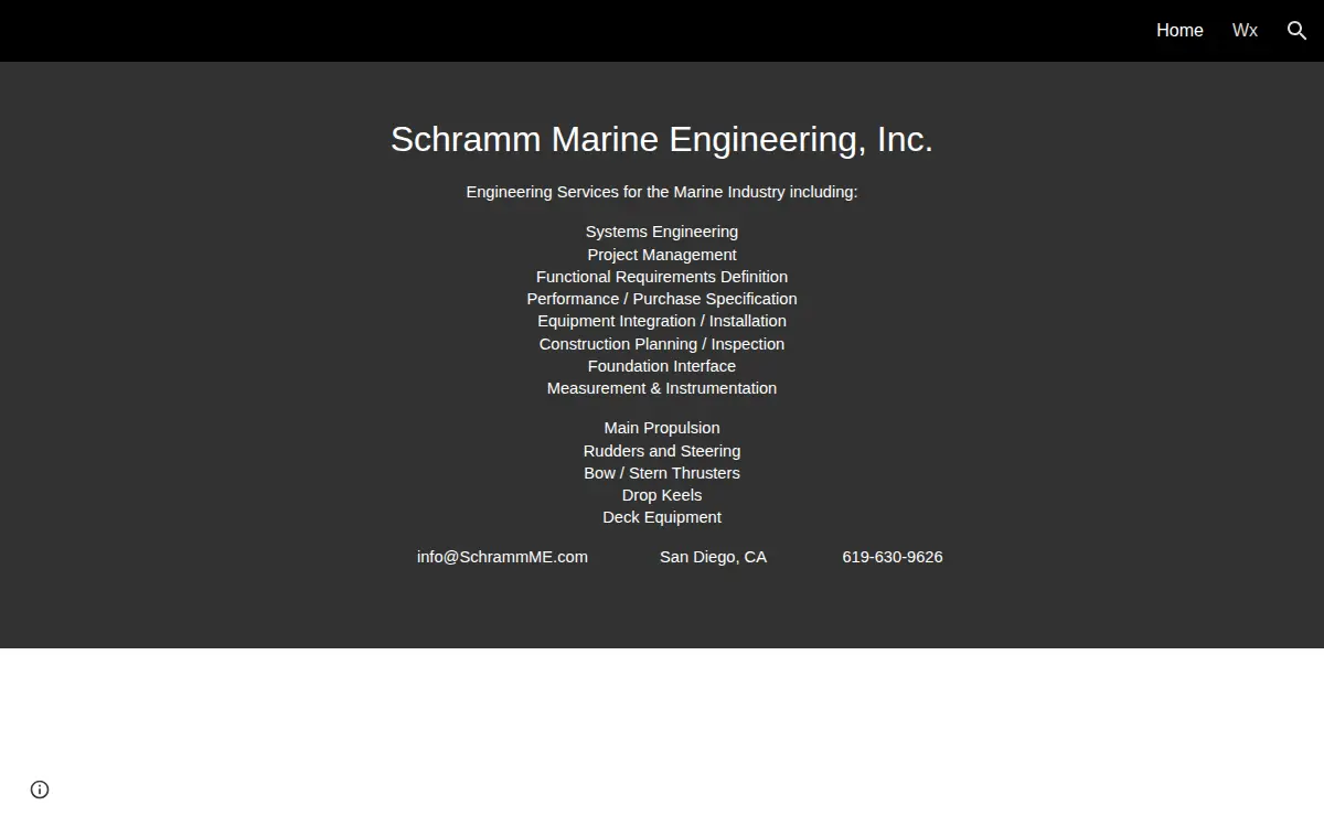 Homepage of Schramm Marine Engineering, INC.