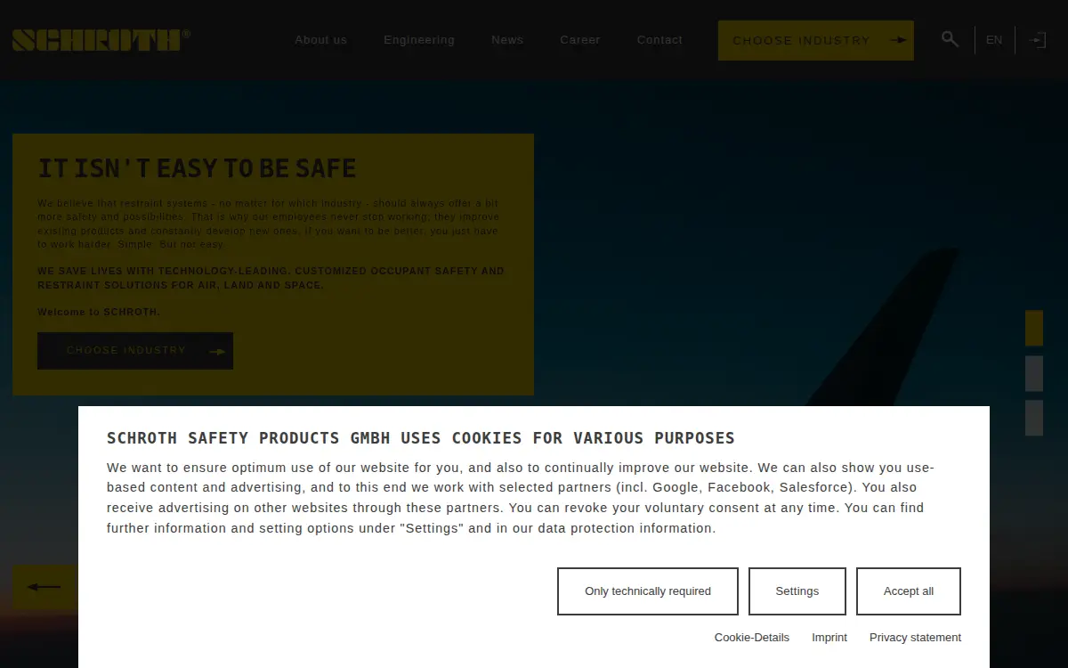 Homepage of Schroth Safety Products LLC