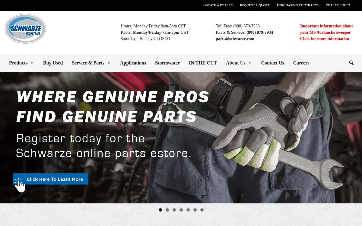 Homepage of Schwarze Industries, LLC