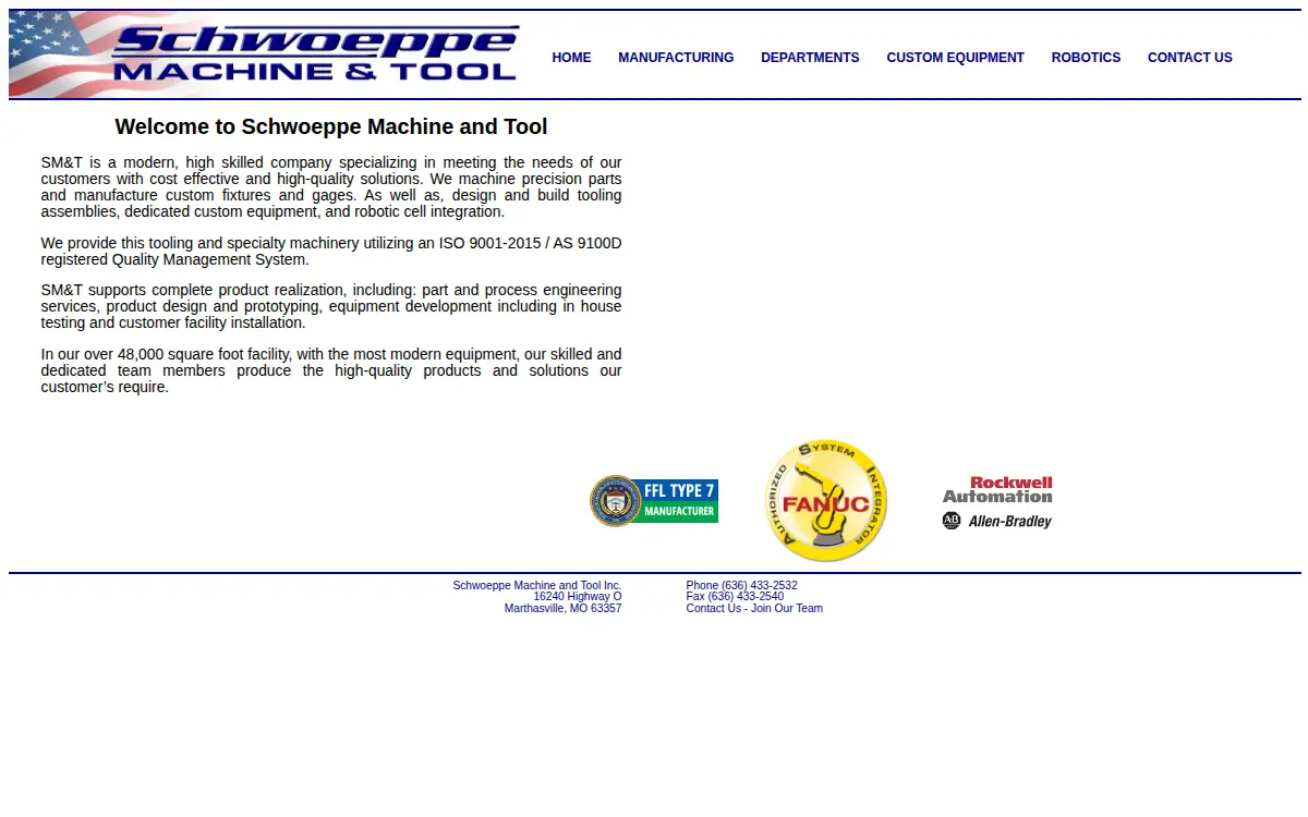 Homepage of Schwoeppe Machine & Tool INC