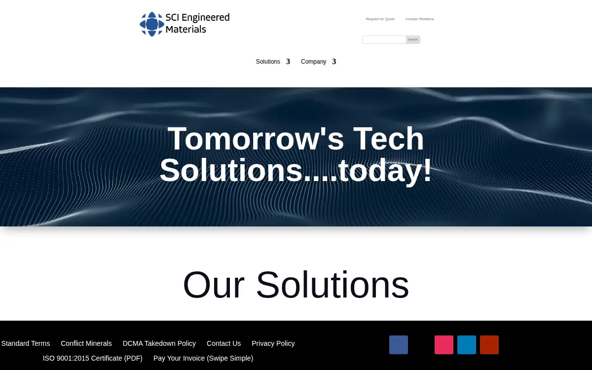 Homepage of Sci Engineered Materials, INC.