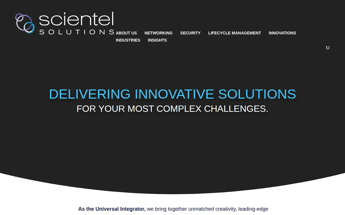 Homepage of Scientel Solutions LLC
