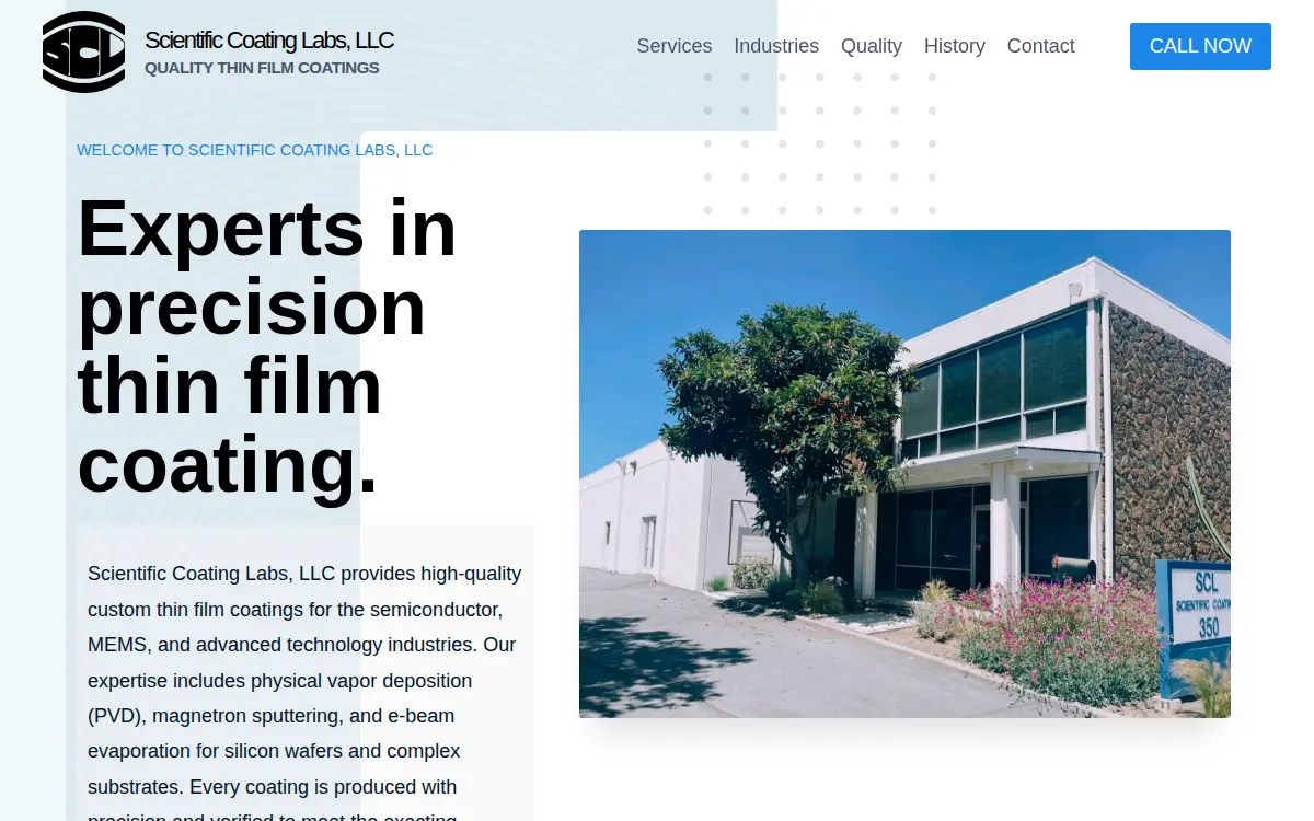 Homepage of Scientific Coating Labs LLC