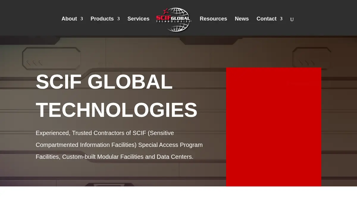 Homepage of Scif Global Technologies, LLC