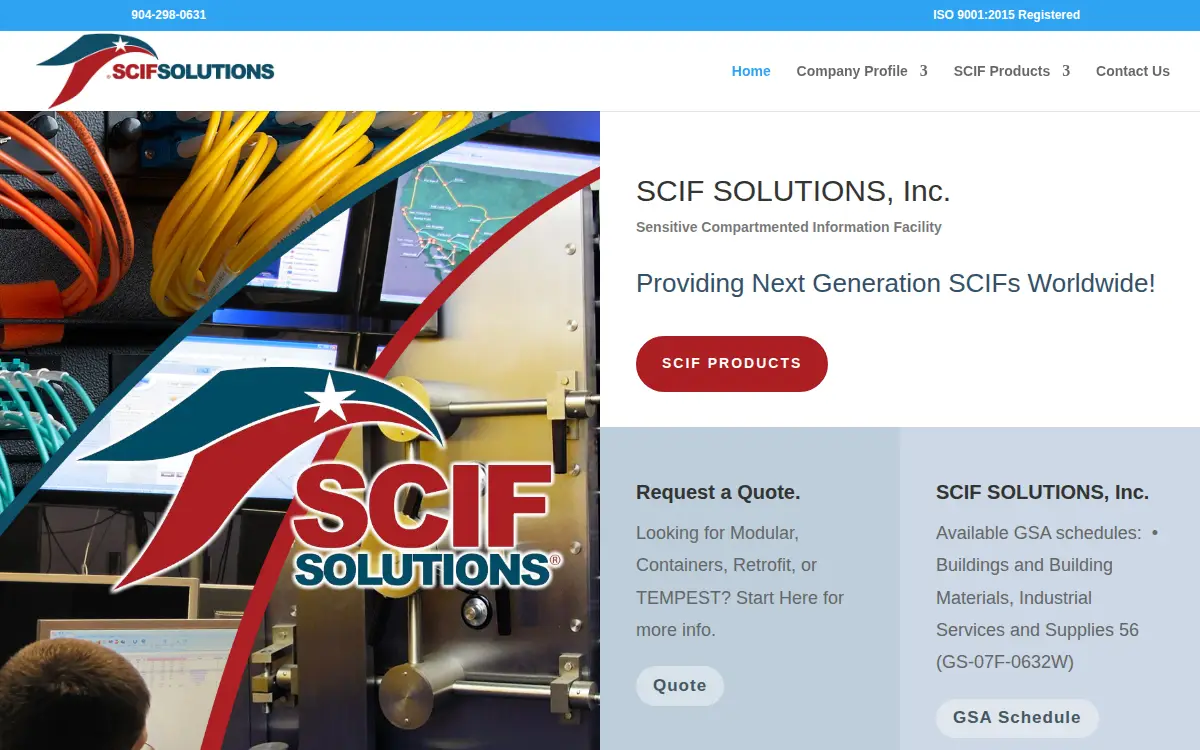 Homepage of Scif Solutions, INC.