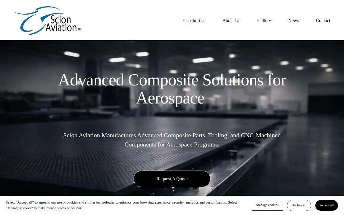 Homepage of Scion Aviation, LLC