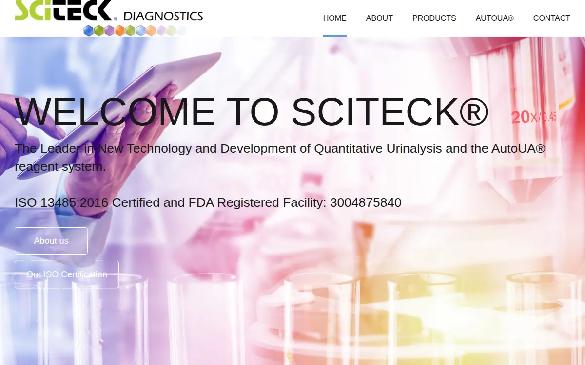 Homepage of Sciteck Diagnostics, INC.