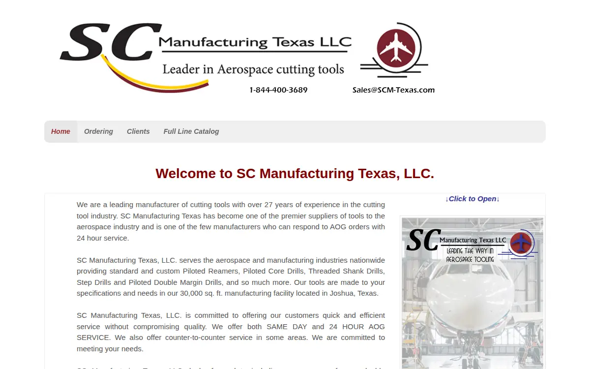 Homepage of Sc Manufacturing Texas LLC