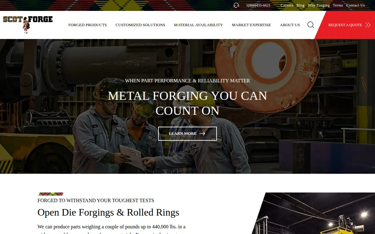 Homepage of Scot Forge Company