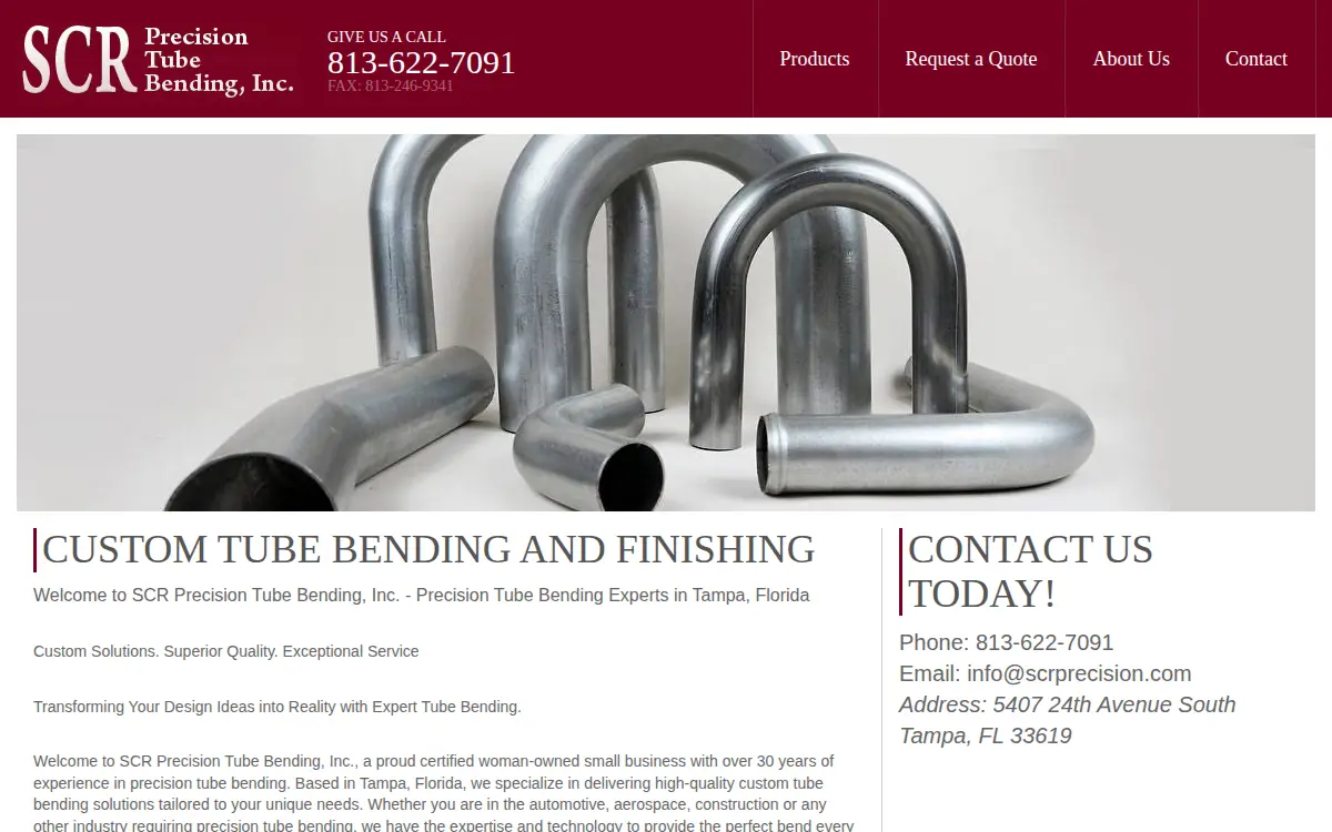 Homepage of Scr Precision Tube Bending, INC