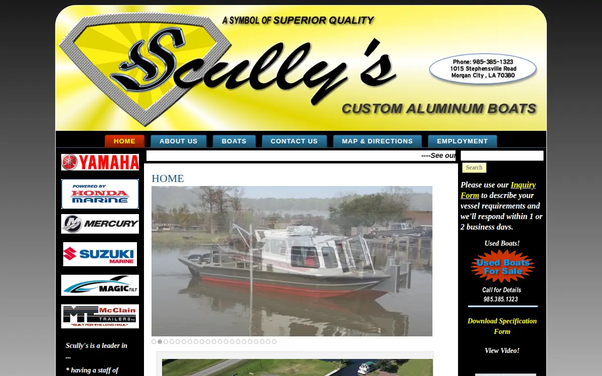 Homepage of Scully's Aluminum Boats, INC.