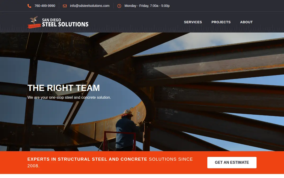 Homepage of San Diego Steel Solutions