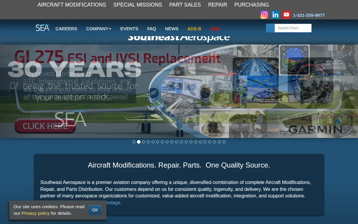 Homepage of Southeast Aerospace, INC.