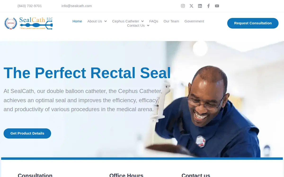 Homepage of Sealcath LLC