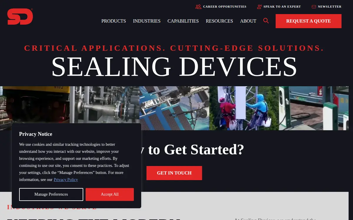 Homepage of Sealing Devices INC.