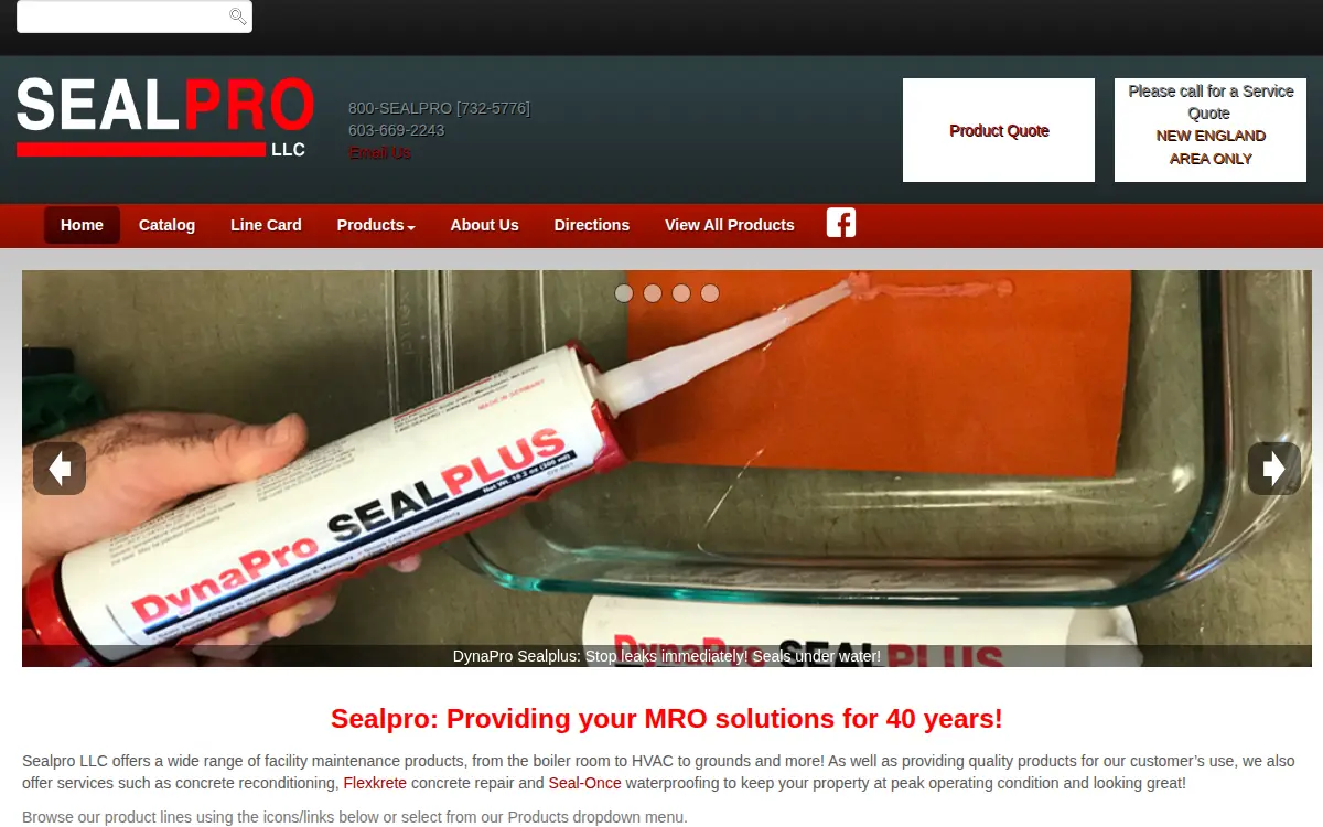 Homepage of Sealpro, LLC