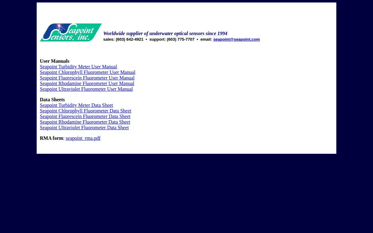 Homepage of Seapoint Sensors, INC.