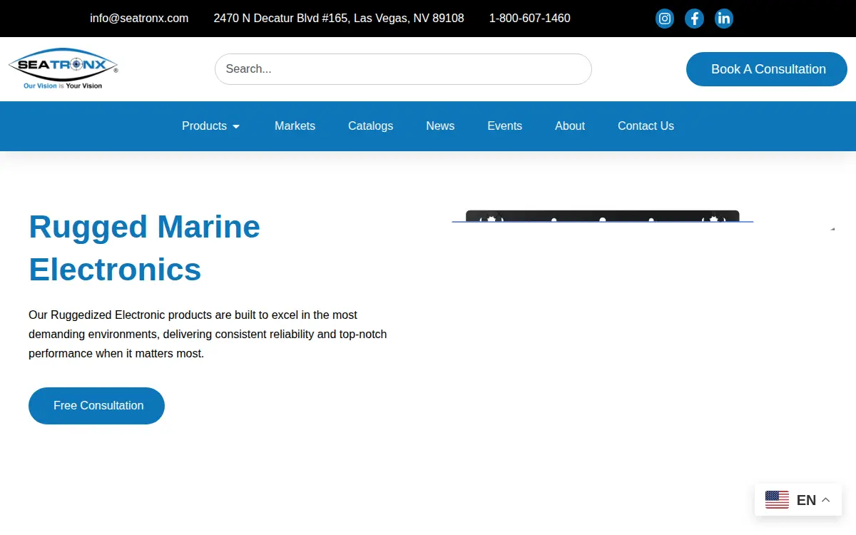 Homepage of Seatronx, LLC