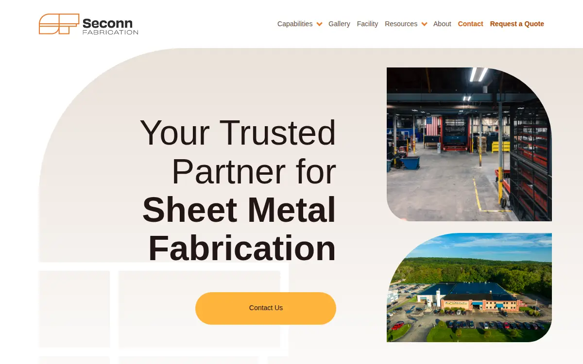 Homepage of Seconn Fabrication LLC
