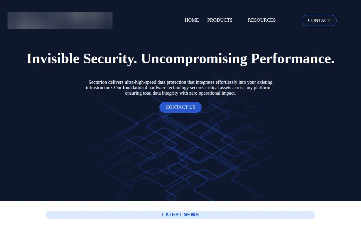 Homepage of Secturion Systems, INC.