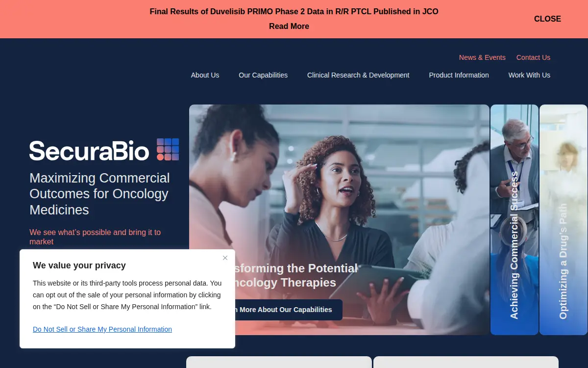 Homepage of Secura Bio, INC