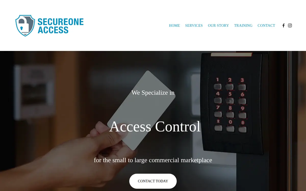 Homepage of Secureone Access, LLC
