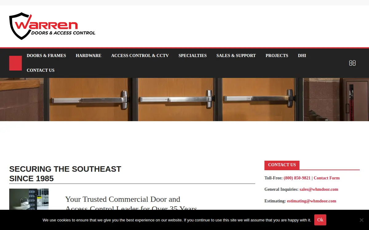 Homepage of Warren Hollow Metal Doors & Frames, INC.