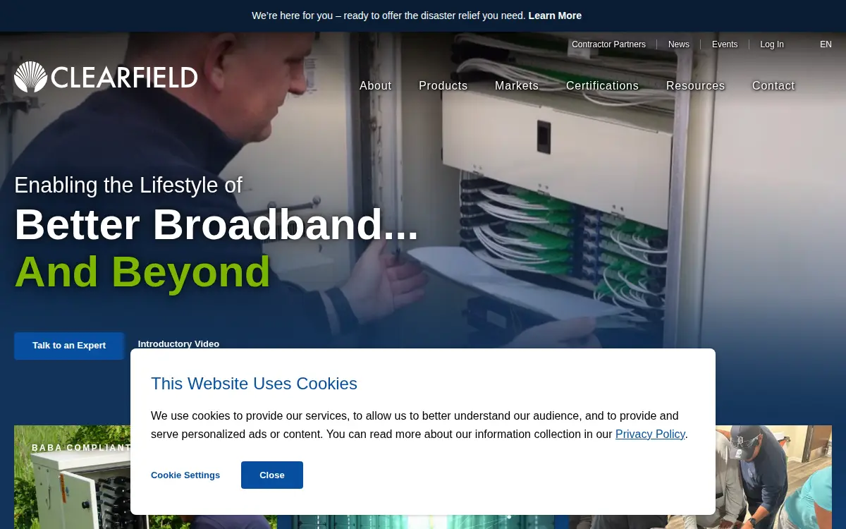 Homepage of Clearfield, INC