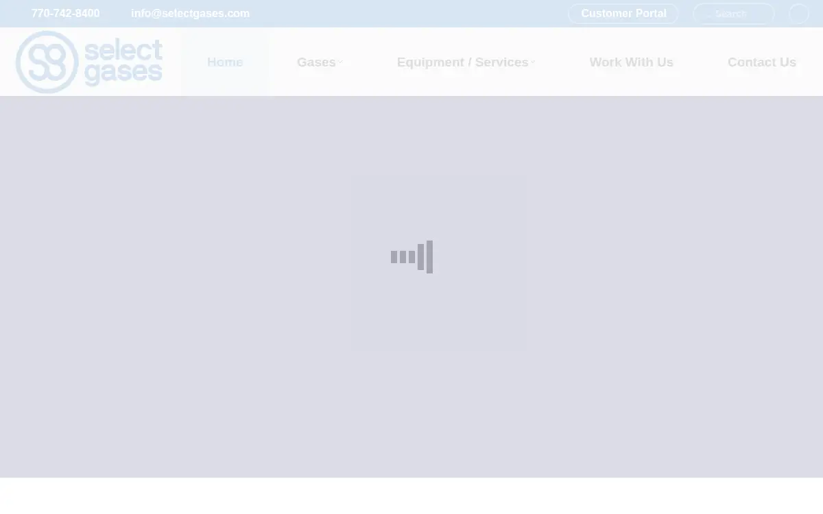 Homepage of Select Gases, LLC