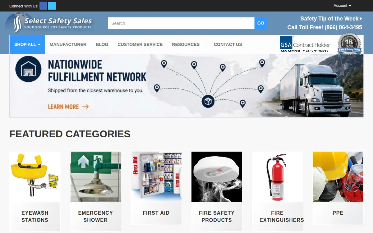 Homepage of Select Safety Sales LLC