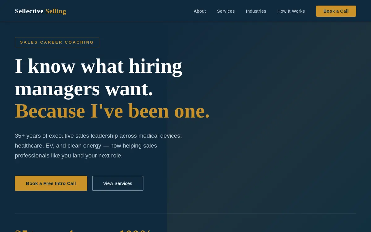 Homepage of Sellective Selling LLC