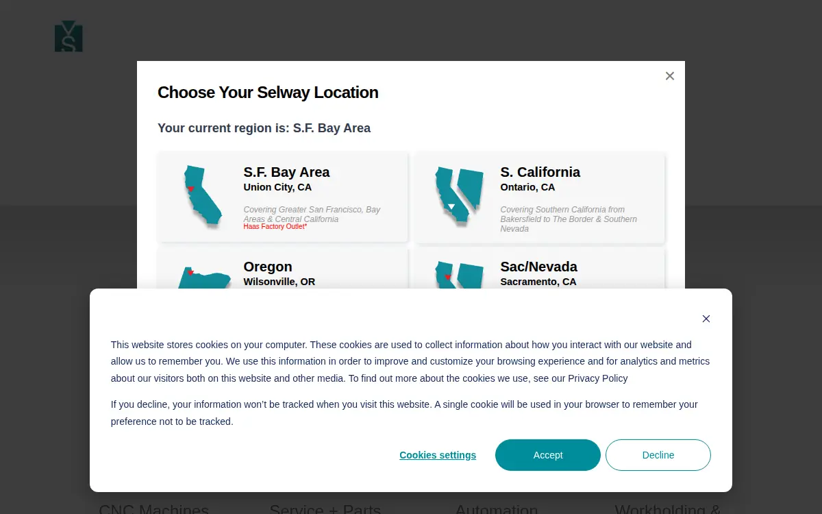 Homepage of Selway Machine Tool Company, INC.