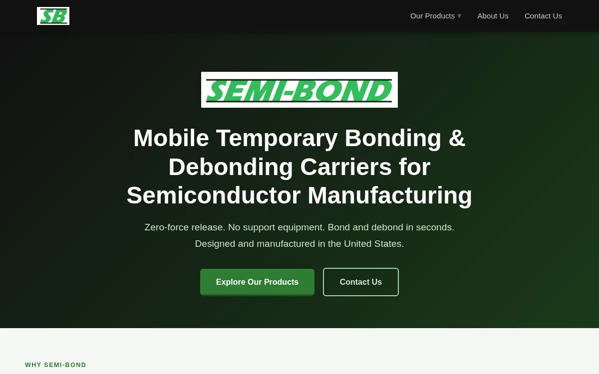 Homepage of Semi-bond, LLC
