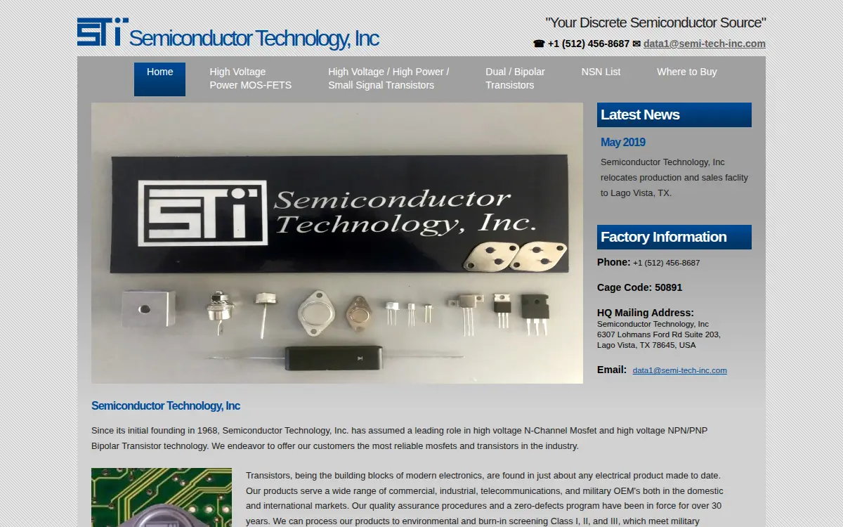 Homepage of Semiconductor Technology, INC.