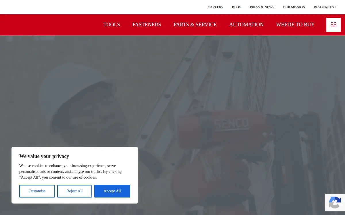 Homepage of Kyocera Senco Industrial Tools, INC