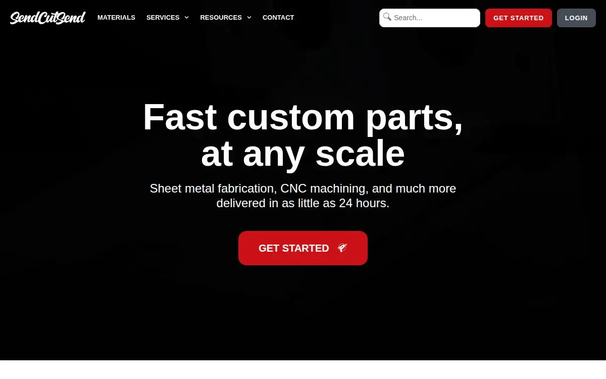 Homepage of Send Cut Send, INC.