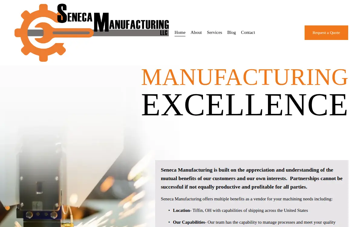Homepage of Seneca Manufacturing LLC