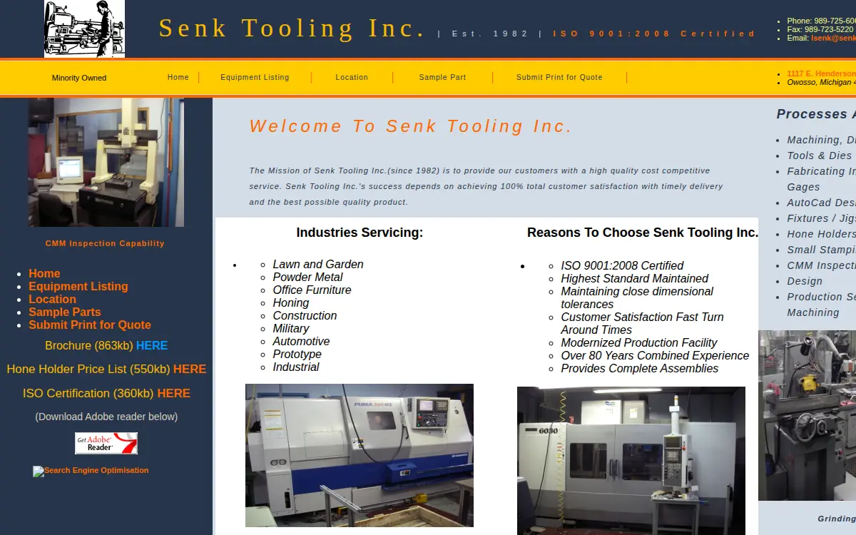 Homepage of Senk Tooling INC