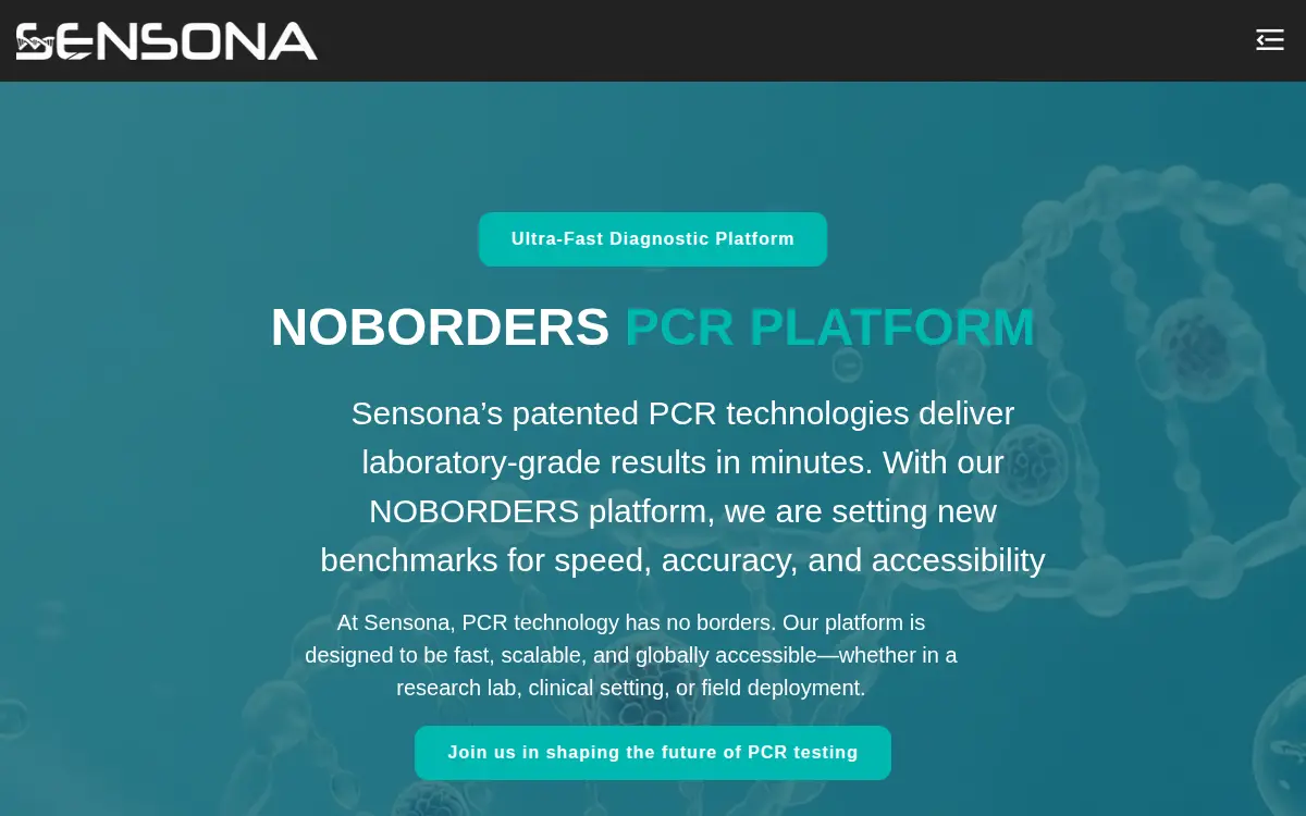 Homepage of Sensona, INC
