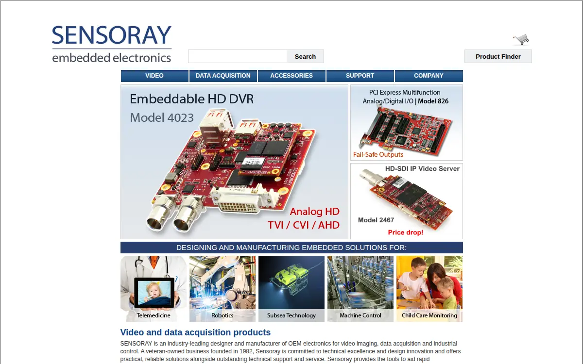 Homepage of Sensoray Company, Incorporated