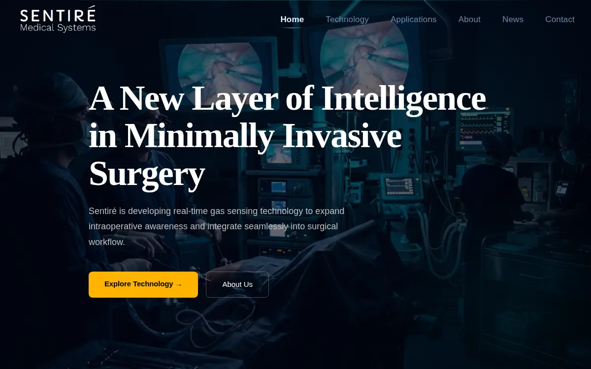 Homepage of Sentire Medical Systems, INC