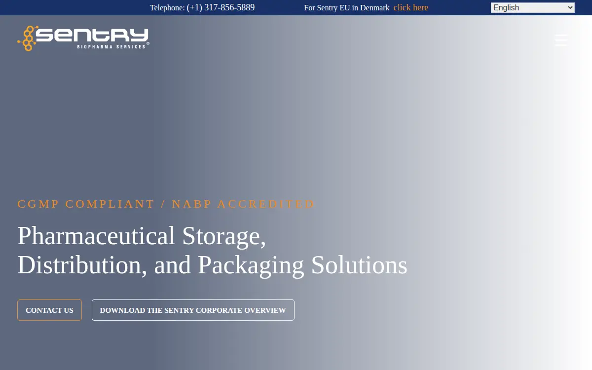 Homepage of Sentry Biopharma Services INC